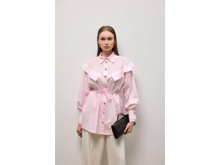 Pink Blouse with Ruffles