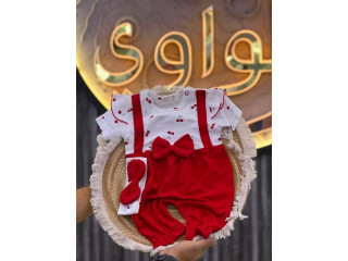 Red Cherry Print Baby Outfit