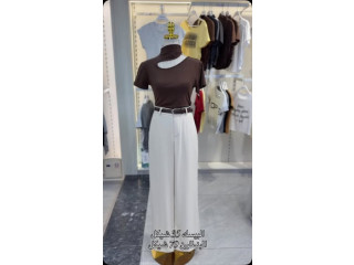 Stylish Brown Top with White Pants