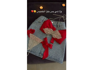 Stylish Denim Skirt with Accessories