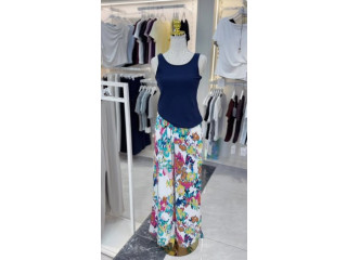 Floral Print Pants with Navy Top
