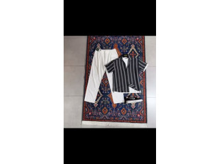 Striped Shirt and White Pants Set