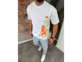 White T-Shirt with Horse Design
