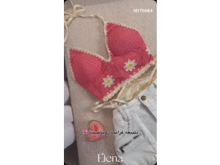 Crochet Bra with Floral Design