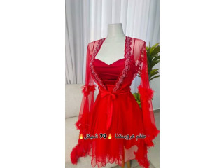 Red Dress with Sheer Overlay