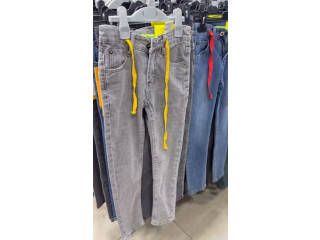 Gray Jeans with Yellow Drawstring