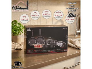 طقم طناجر Marble Class - جرانيت ثقيل - 6 قطع - 4 طناجر و 2 مقلى