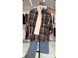 Plaid Shirt and Sweater Set