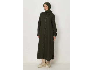 تونيك الفينا طويل قبة مع أزرار
