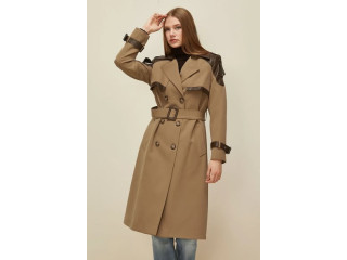 ترانشكوت الفينا قبة أزرار مع حزام