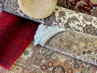 تشكيلة السجاد العجمي الأصلي وأثاث خشب الخيزران الطبيعي