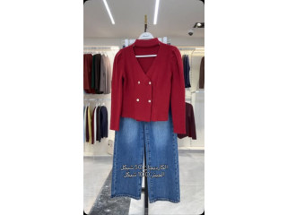 Red Cardigan and Jeans
