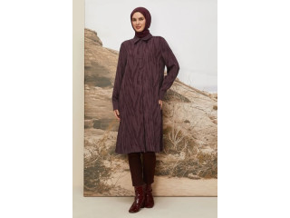 تونيك الفينا نسيج الجاكار منقوش قبة مع أزرار