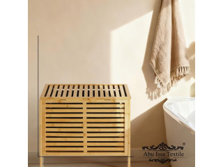 سلة غسيل مصنوعة من خشب البامبو