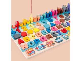 عداد خشب مع ارقام و احرف خشبية