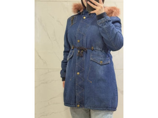 جاكيت جينز مبطن فرو