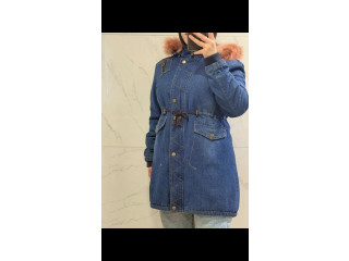 جاكيت جينز مبطن فرو