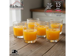 كاسات عصير زجاج صافي 100٪ - عدد 6