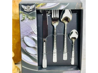 طقم معالق بنقشة محجرة مع خط ذهبي