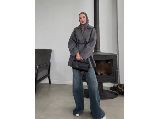 الترانشكوت ترند الموسم باللون الرمادي