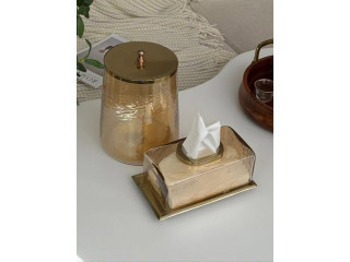 سطل مع بكيت محارم هندي بلمسة ذهبية