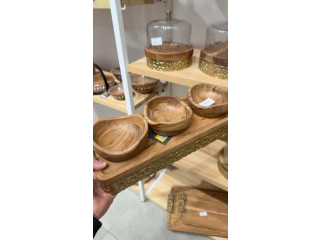 Wooden Serving Tray with Bowls