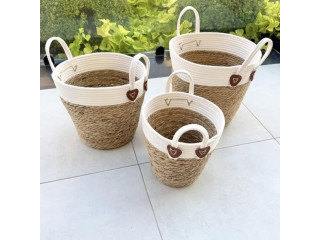 طقم سلال القش المكوّن من 3 قطع