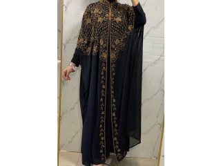 Elegant Black Abaya with Gold Embroidery