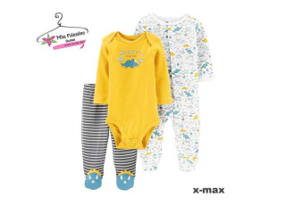 طقم ولادي ربيعي قطن ٣ قطع