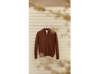 Brown Zip-Up Sweater