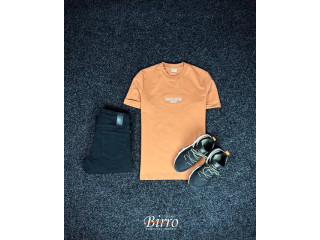 Orange T-Shirt with Black Jeans and Sneakers