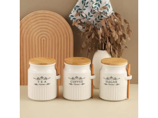 Tea, Coffee, and Sugar Canisters Set