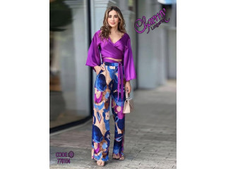 Stylish Purple Top and Floral Pants