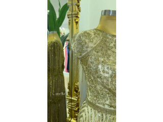 Elegant Gold Beaded Dress