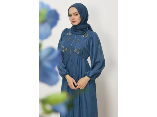 Embroidered Blue Dress