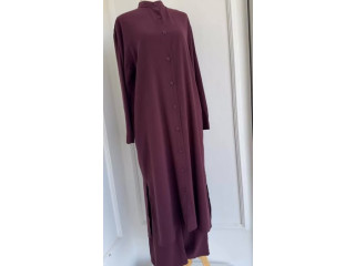 طقم قميص طويل مع بنطلون خصر مغيّط