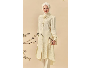 تونيك الفينا نسيج الجاكار قبة أزرار مع حزام