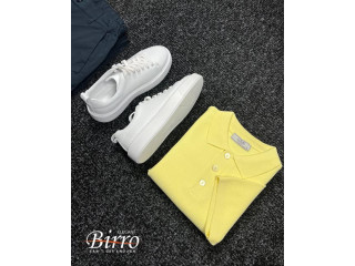 Elegant Yellow Polo Shirt and White Sneakers