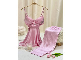 Pink Satin Lingerie Set