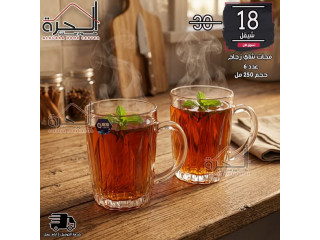 مجات شاي زجاج حجم 250 مل - عدد 6